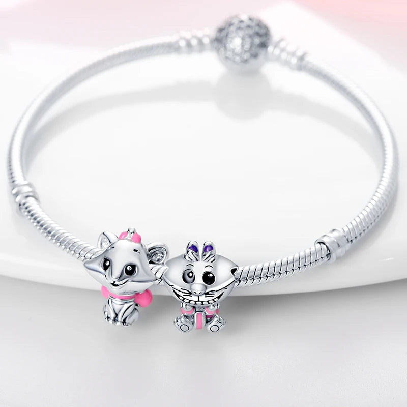 Disney 925 Sterling Silver Mickey, Winnie & Stitch Charm – DIY Pendant Beads for Original Bracelets