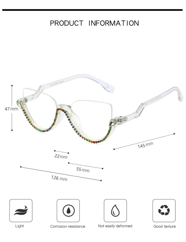 TANOXI Anti Blue Light Kardashian Flat Shield Sunglasses for Women – Y2K Punk Diamond Cutting Semi-Rimless Fashion Eyewear