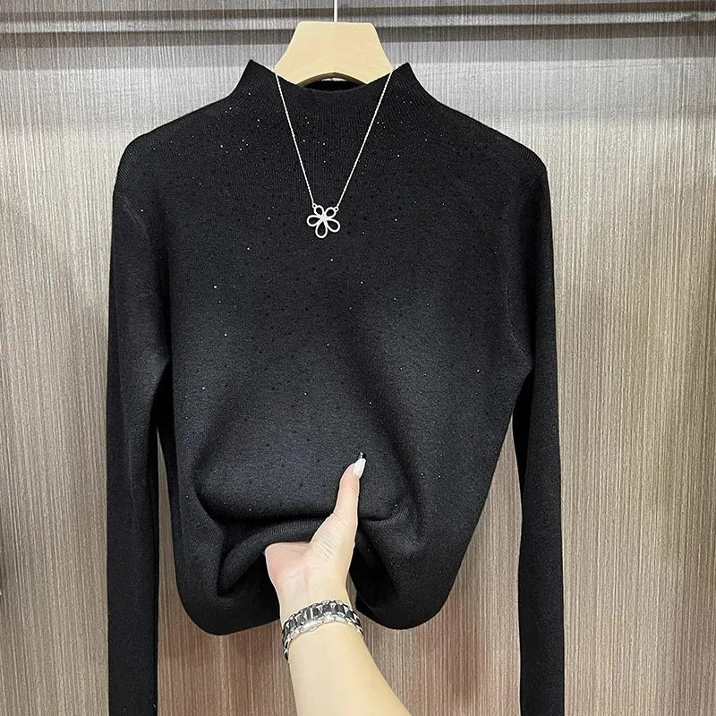 Women’s Winter Turtleneck Sweater – Sparkling Slim Fit Knitted Pullover Warm Jumper ❄️✨
