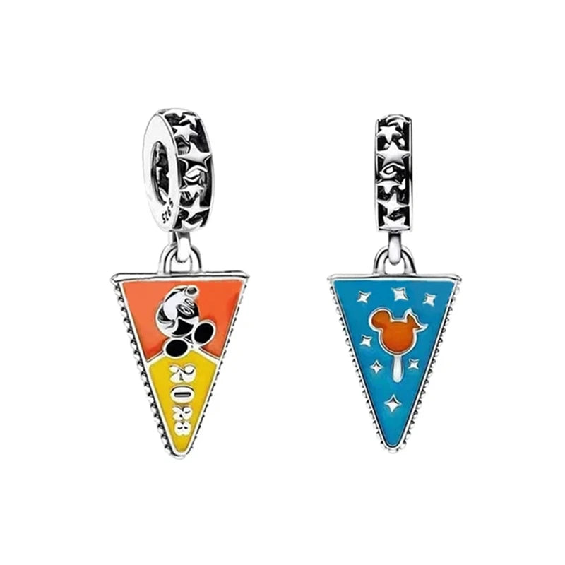 MINISO 925 Sterling Silver Shield Mickey Lollipop Charms | Fit Original Bracelet Pendant Women Disney Jewelry Gift