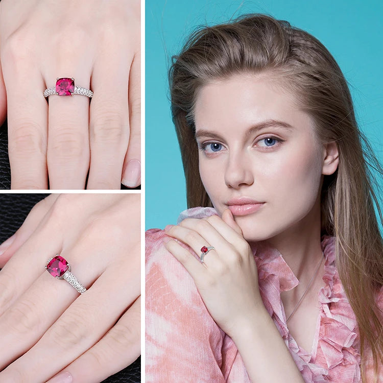 JewelryPalace 925 Sterling Silver Green Nano Emerald & Ruby Ring – Women’s Gemstone Solitaire Engagement Ring