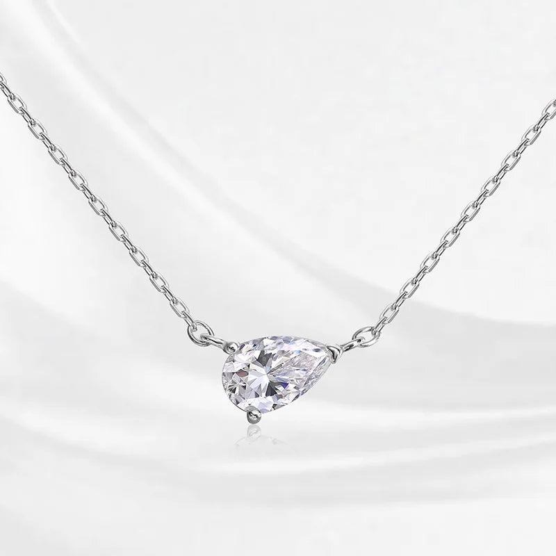 Smyoue 1-4CT Pear Cut Moissanite Pendant Necklace – 925 Silver Lab Diamond Chain for Women
