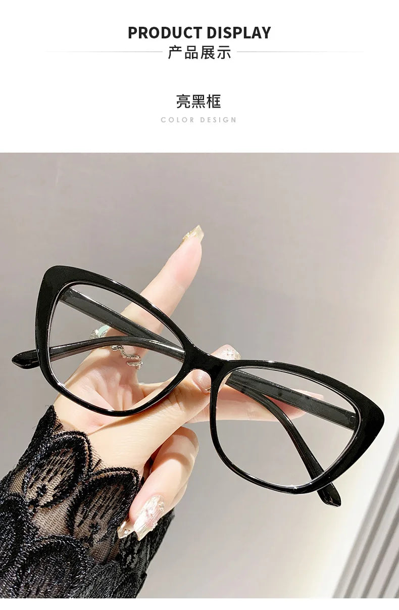 Fashion Ladies Reading Glasses – Trendy Luxury Cat Eye Presbyopia Anti-Blue Light Eyeglasses for Women & Men