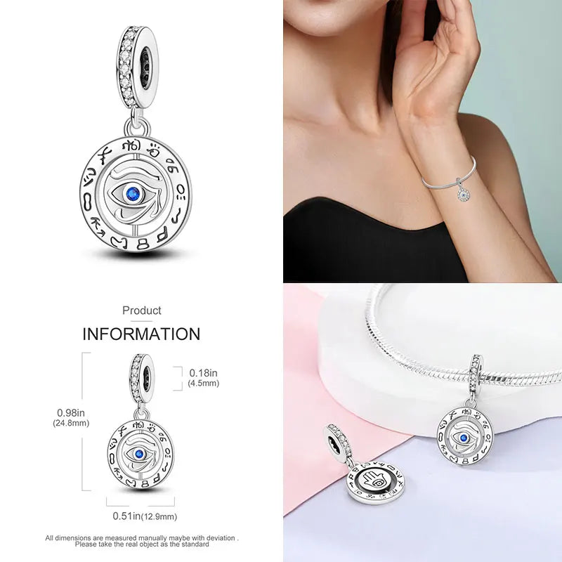 925 Sterling Silver Blue Zircon Evil Eye Charm | Original Devil Eye Series Bead Fits Pandora Bracelet – Women’s DIY Jewelry Gift