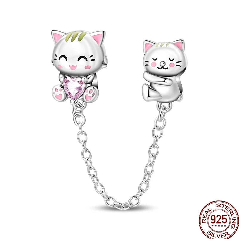 100% 925 Sterling Silver Heart Family Charms with Pumpkin & Pave Zircon Pendant – Fits Original Bracelet DIY Jewelry Gifts