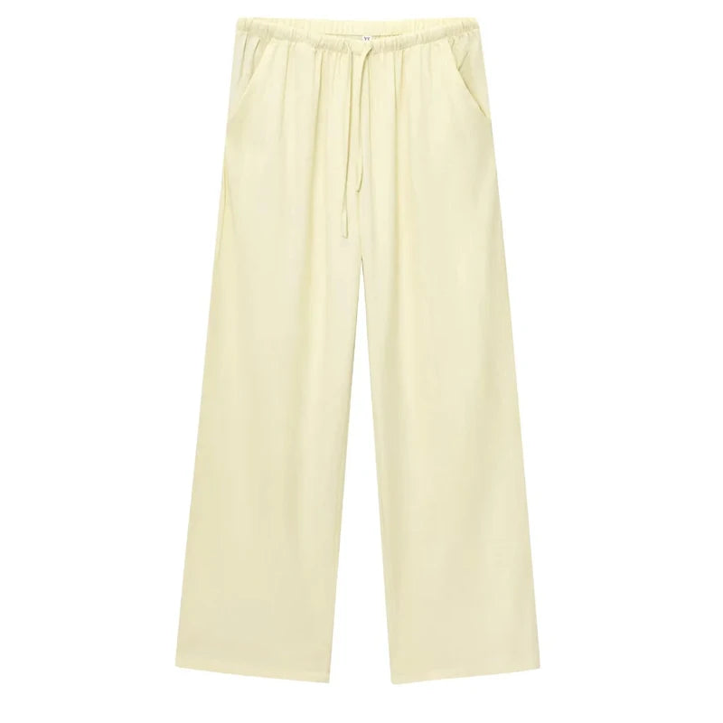 HXAO Women’s Baggy Wide Pants – Summer Linen Casual High Waist Pleated Trousers Black & White