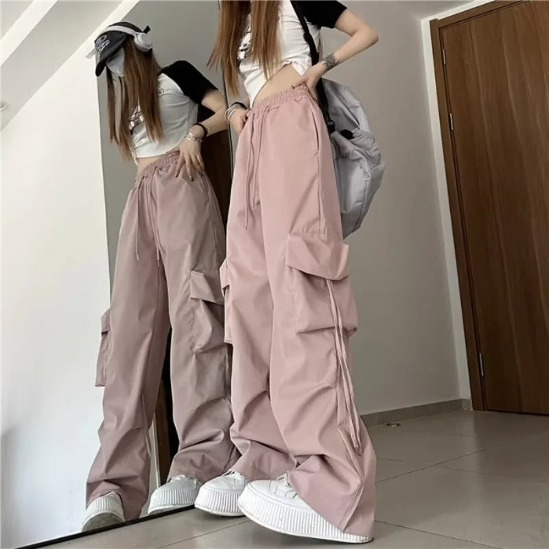 Retro Women’s Cargo Pants – High Waist Streetwear Casual Harajuku Sports Sweatpants