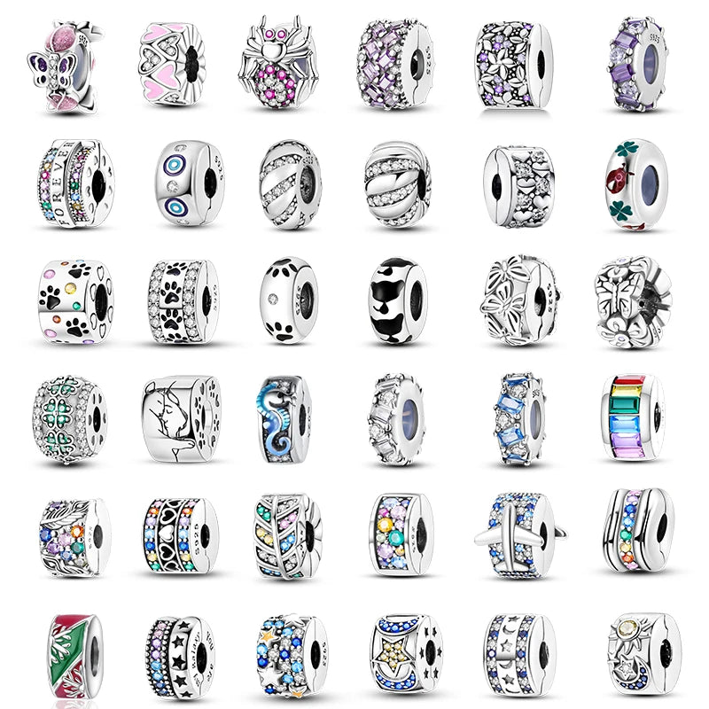 Silver Clasp 925 Sterling Silver Round Daisy Charm Beads | Safety Chain Pendant for Original Bracelets Jewelry