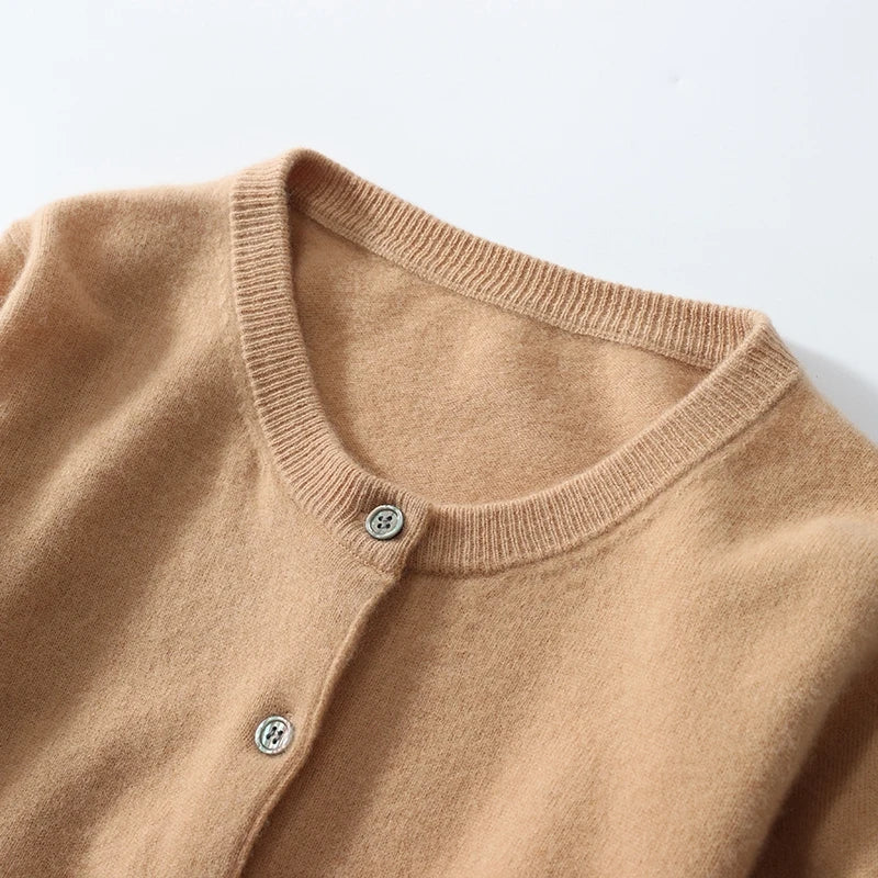 Off-Season Knitted Open Cardigan – Women’s Loose Round Neck Outerwear | Large Size Sweater for Spring & Autumn