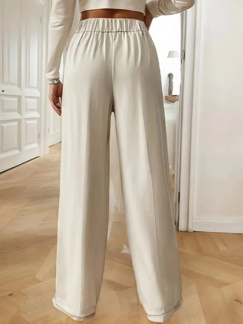 2025 Women’s High Waist Wide Leg Pants | Flowy Floor-Length Minimalist Straight Fit Trousers