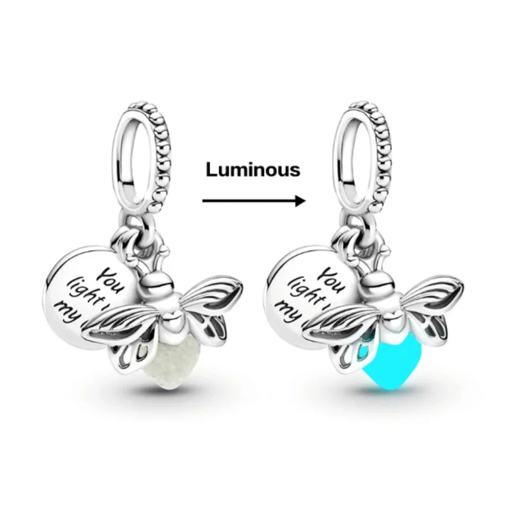 925 Sterling Silver Firefly Light Bulb Pendant | Fits Original Bracelet & Necklace | DIY Jewelry Charm for Women
