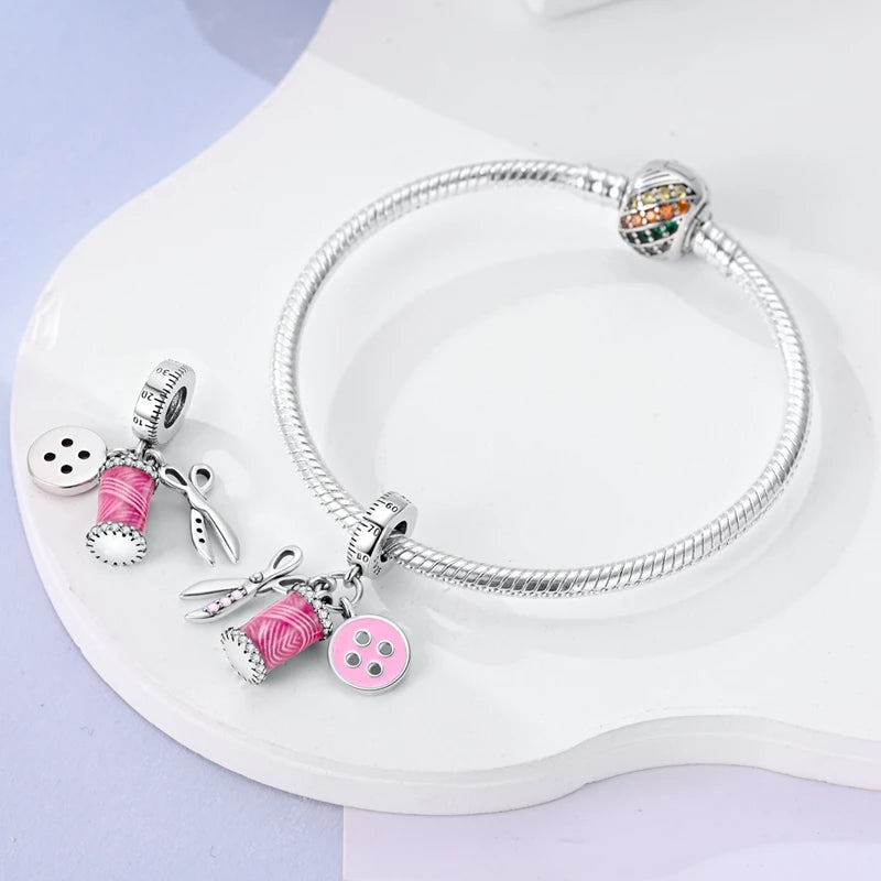 2025 Hot Sale 925 Sterling Silver Pink Butterfly Luminous Firefly Charm | Dangle Bead Fit Bracelet Necklace DIY Jewelry