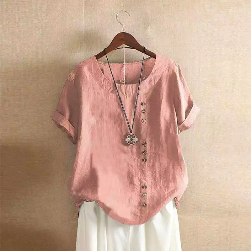Women Cotton Linen Streetwear Summer Y2K Tops – Vintage Casual Elegant T-Shirt Loose Fashion Tee 👕✨