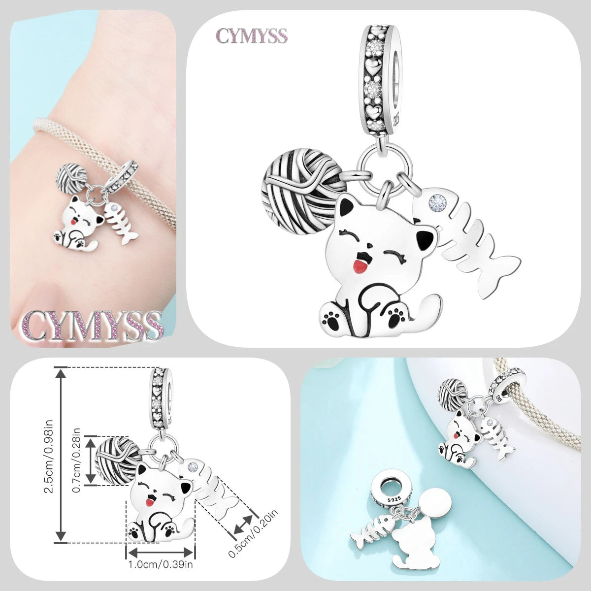 Hot Sale 925 Sterling Silver Dog & Cat Pet Charms | Cute Animal Pendant for Women Bracelet & Necklace DIY Jewelry Gift