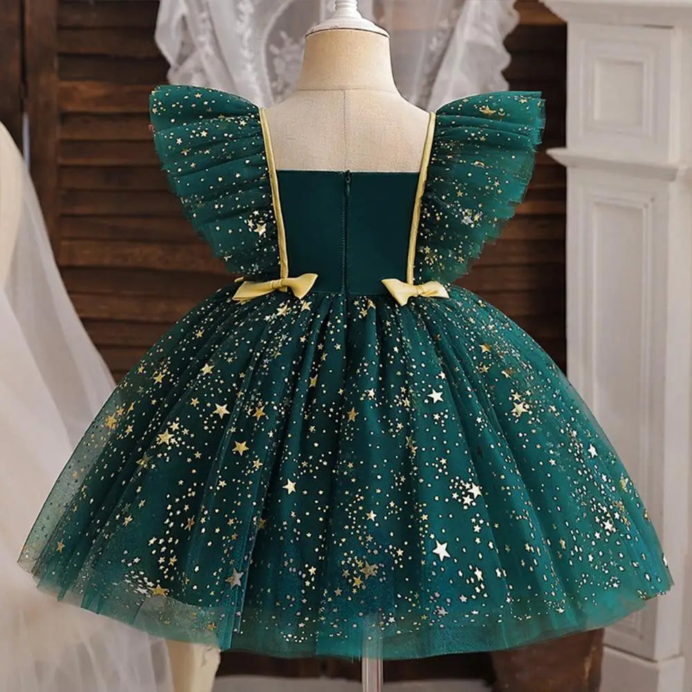 Hello Kitty Girl Party Dress Christmas Birthday School Holiday High Waist Tulle Dress Bow Wedding Gown Kids Wear Princess Dress