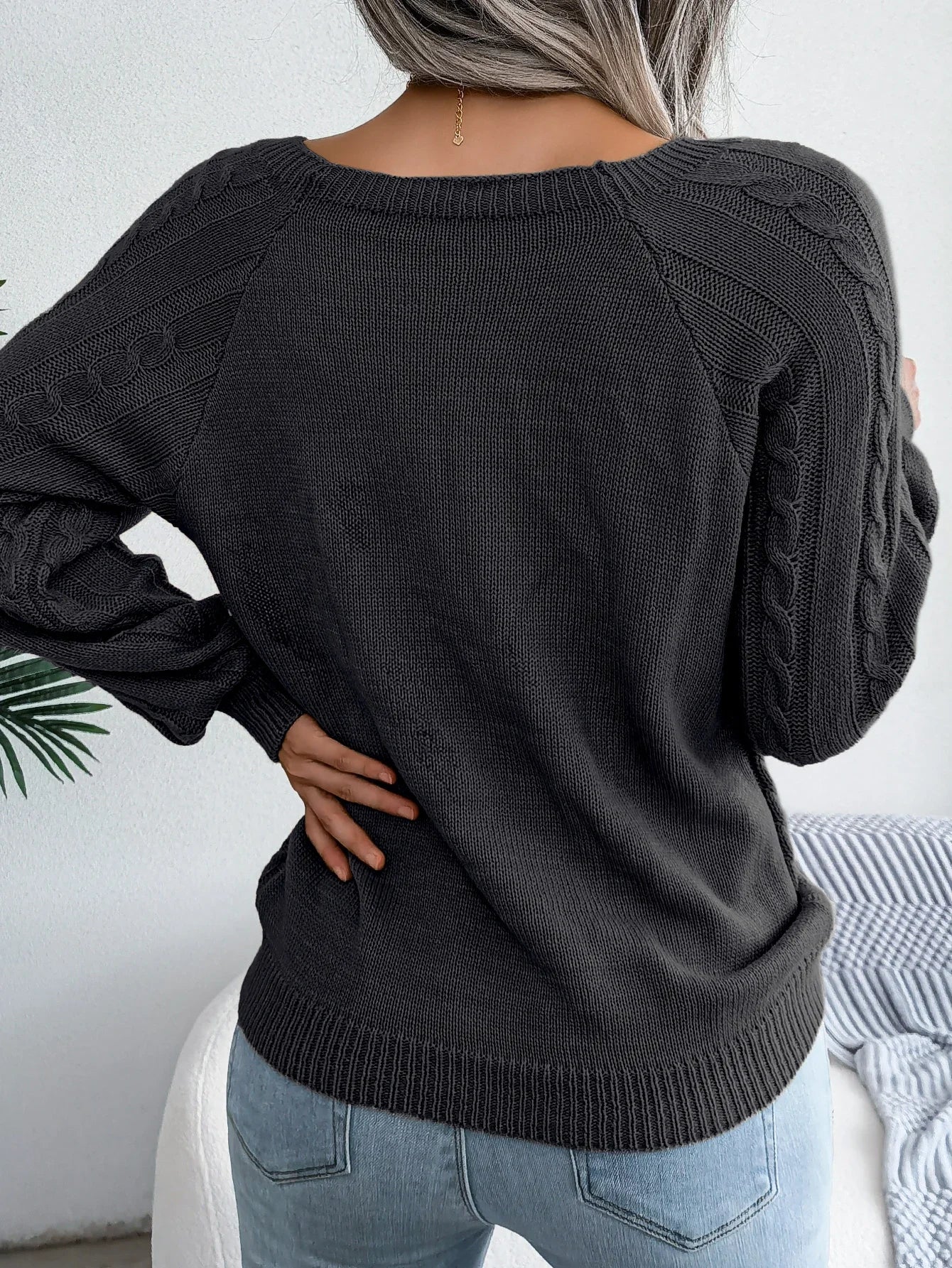 Women’s Casual Square Collar Knitted Pullover Sweater – Long Sleeve Autumn Winter 2025 Top