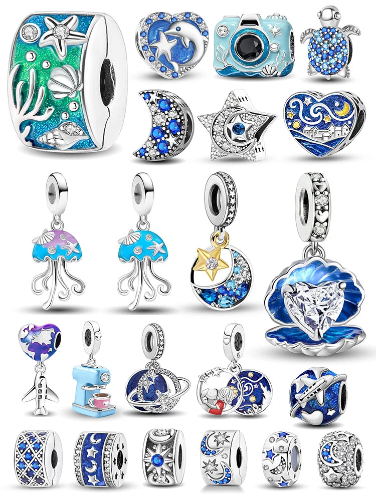 925 Sterling Silver Turtle Dolphin Series Charms | Ocean Beads Fit DIY Bracelet Necklace Women Jewelry Gift