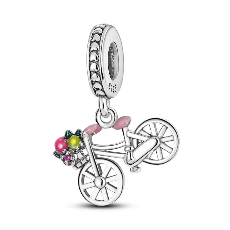 925 Sterling Silver Funny Playable Charms Beads | Smart Watch Tarot Bike Travel Dangle Fit Pandora Bracelet DIY Jewelry