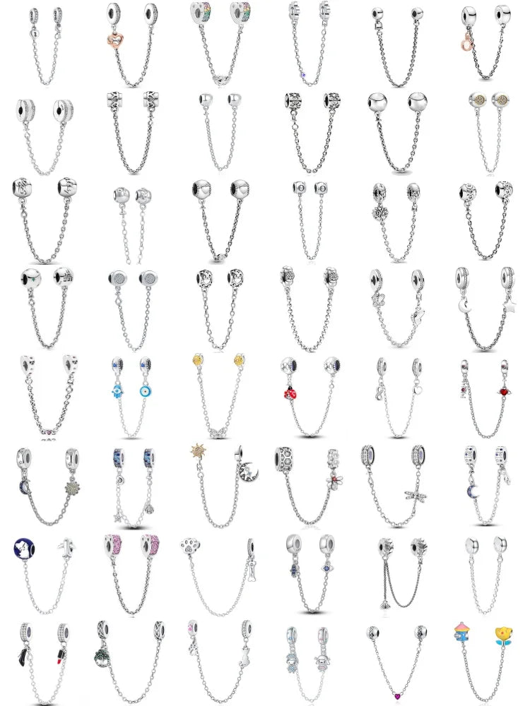 925 Sterling Silver Butterfly, Moon & Life Tree Safety Chain | Fits Original Bracelet DIY Jewelry Accessory