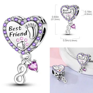 925 Sterling Silver Blue Series Charm | Dragonfly, Butterfly, Bird & Pansy Flower Pendant for 4MM Bracelet