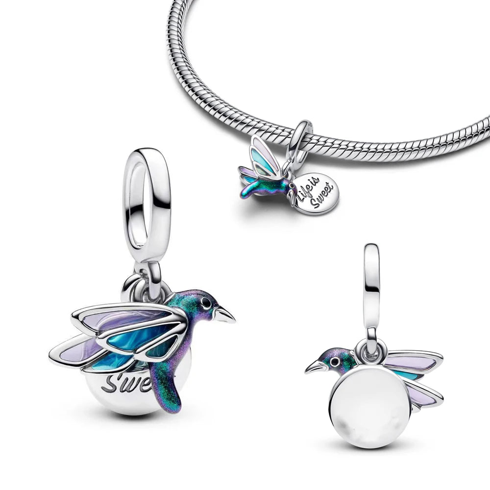 2025 New Butterfly, Dragonfly & Hummingbird Pendant Charm | 925 Silver Bracelet Jewelry for Women Gift