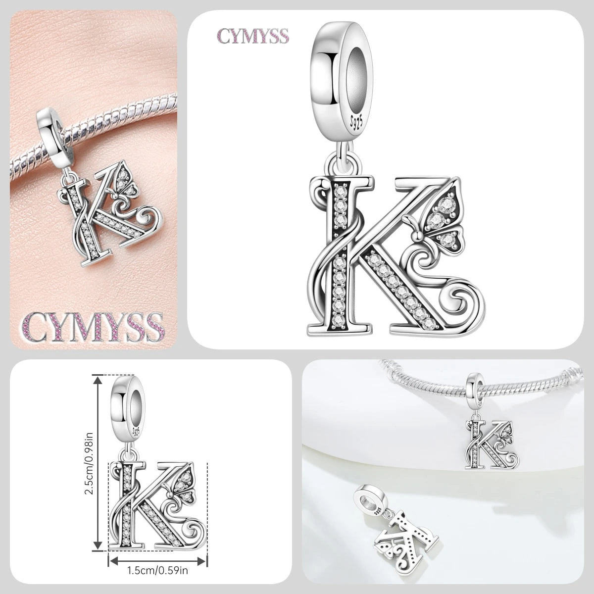 Original S925 Sterling Silver Butterfly & A-Z Letter Beads – DIY Bracelet & Necklace Jewelry