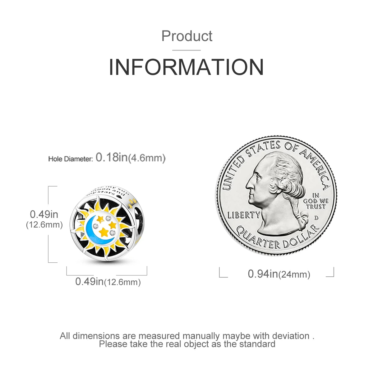 Silver Plated Colorful Glowing Moon & Stars Rainbow Dangle Charms | Fit Original Bracelet & Necklace | Women’s Jewelry Beads