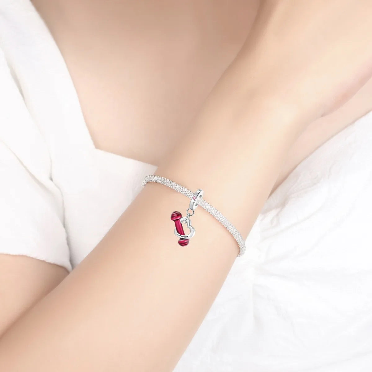 925 Sterling Silver Red Heart Charms | Apple, Rose & Gift Box Beads Fit Original Bracelet Necklace Women Jewelry