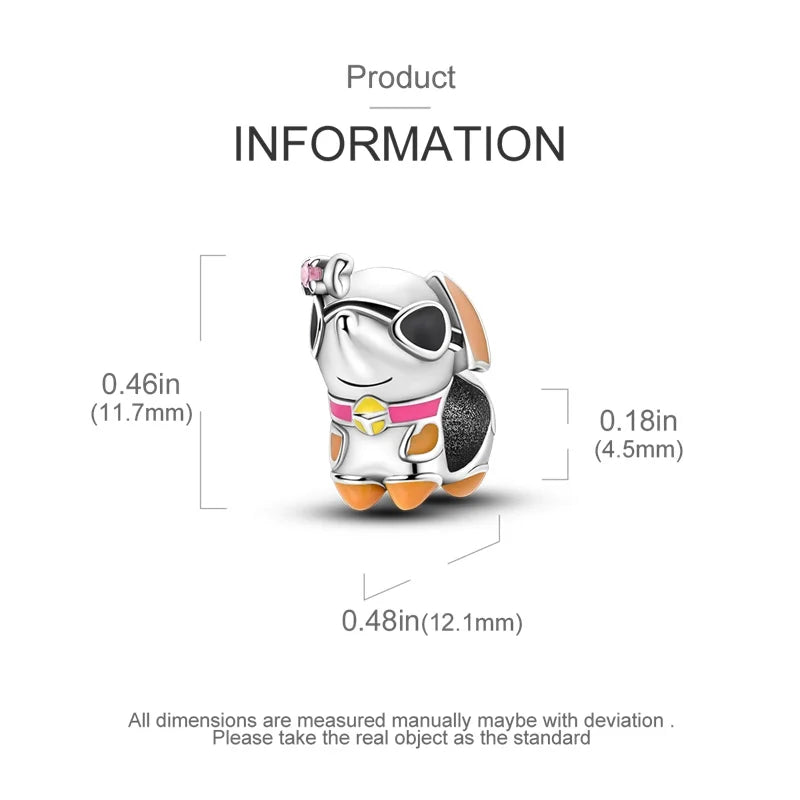 Cute Pet Kitten Puppy Sheep Charms | Fit 925 Original Pandora Bracelets | Colorful Zircon Beads DIY Jewelry Gift