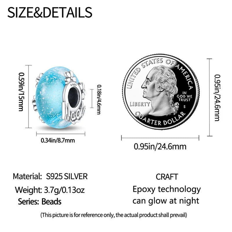 925 Sterling Silver Round Colored Zircon Spacer Beads – Fits Pandora Original Bracelets DIY Exquisite Party Jewelry