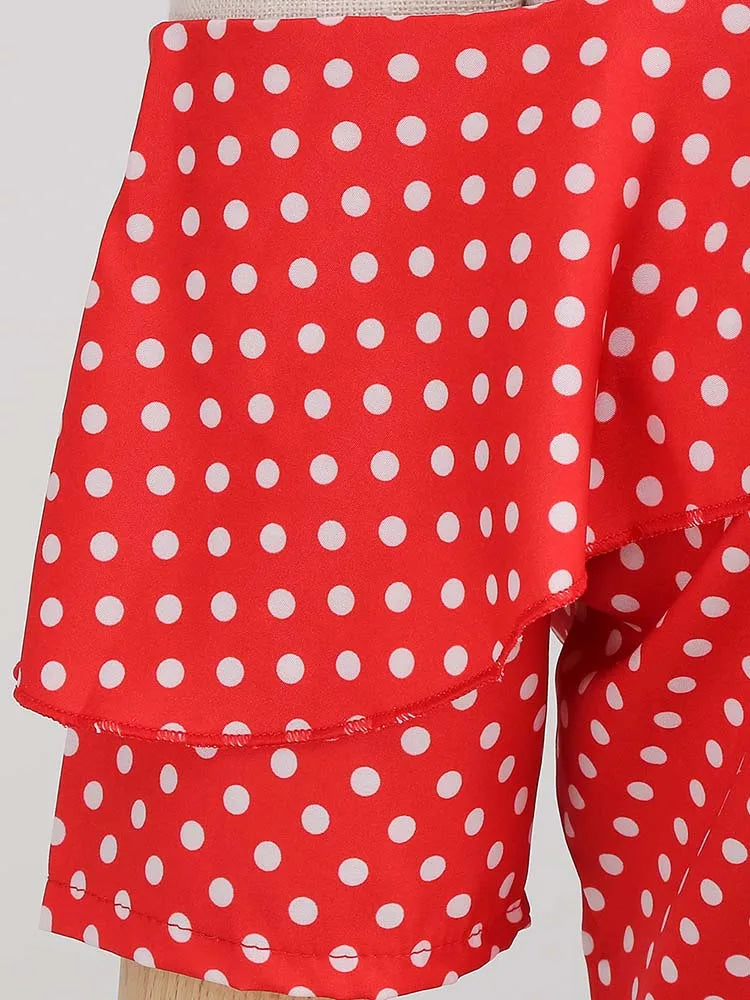 Off-Shoulder Elegant Vintage Party Dress – Women’s Summer Polka Dot Ruffles A-Line Midi Dress