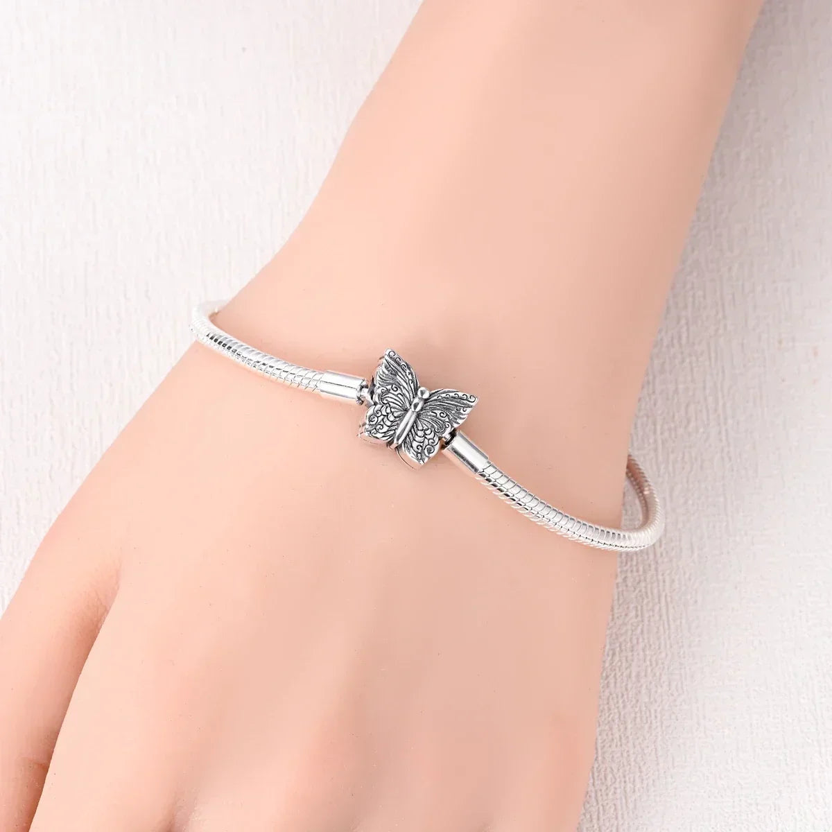 925 Sterling Silver Heart & Star Moon Bracelet | Pave Zirconia Snake Chain, Cat Claw Love Bangle for DIY Jewelry