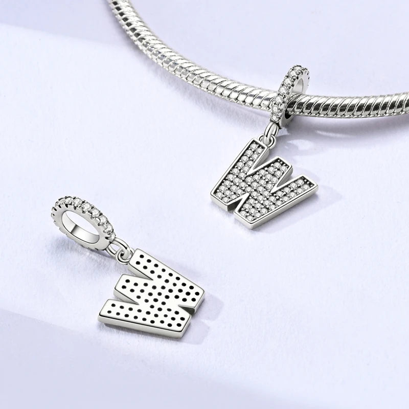 New 26 A–Z Letter Charms Beads 925 Sterling Silver | Alphabet Pendant Fit Original Bracelet Women Jewelry Gift