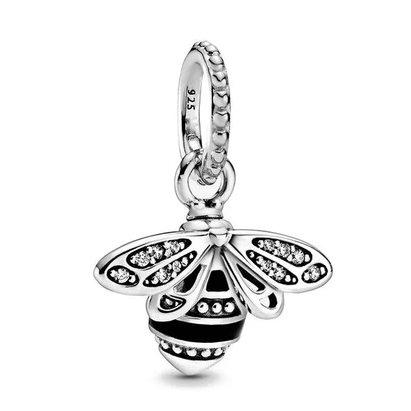 New 925 Silver Sparkling Paw Print & Heart Bee Happy Charm Bead | Fit Pandora Bracelet DIY Women Jewelry