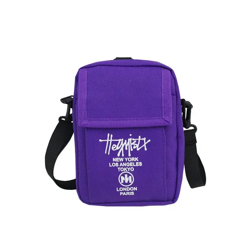 Casual Black Canvas Crossbody Bag | Pocket Messenger Bag for Women & Students