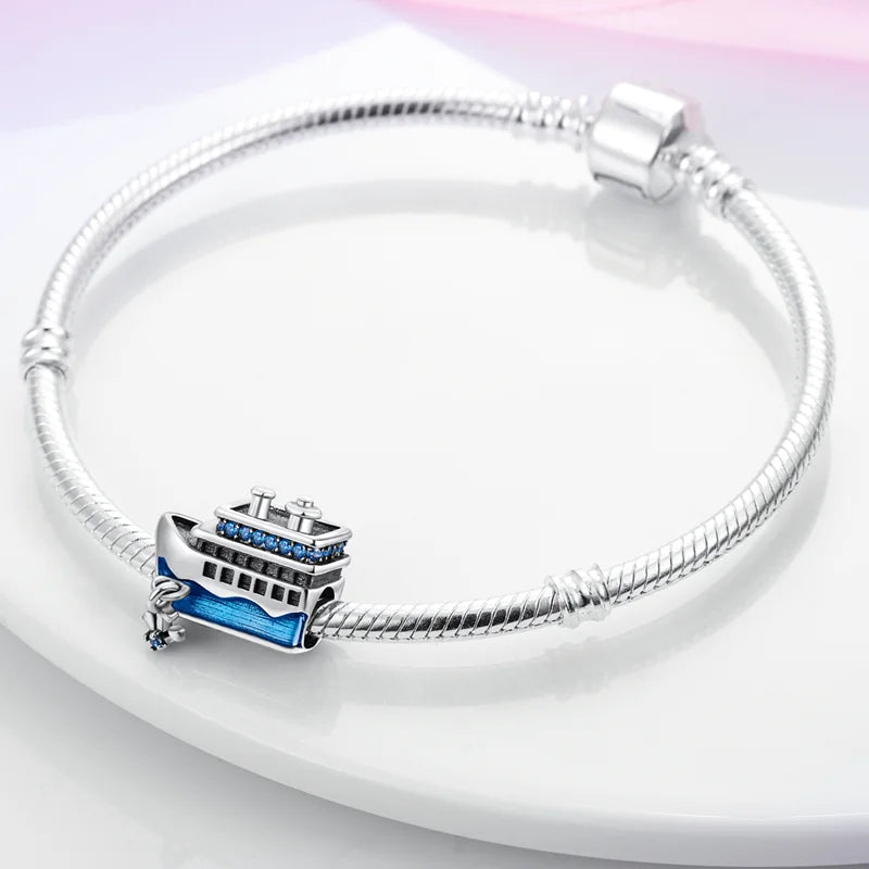 2025 Hot Sale 925 Sterling Silver Pink Butterfly Luminous Firefly Charm | Dangle Bead Fit Bracelet Necklace DIY Jewelry