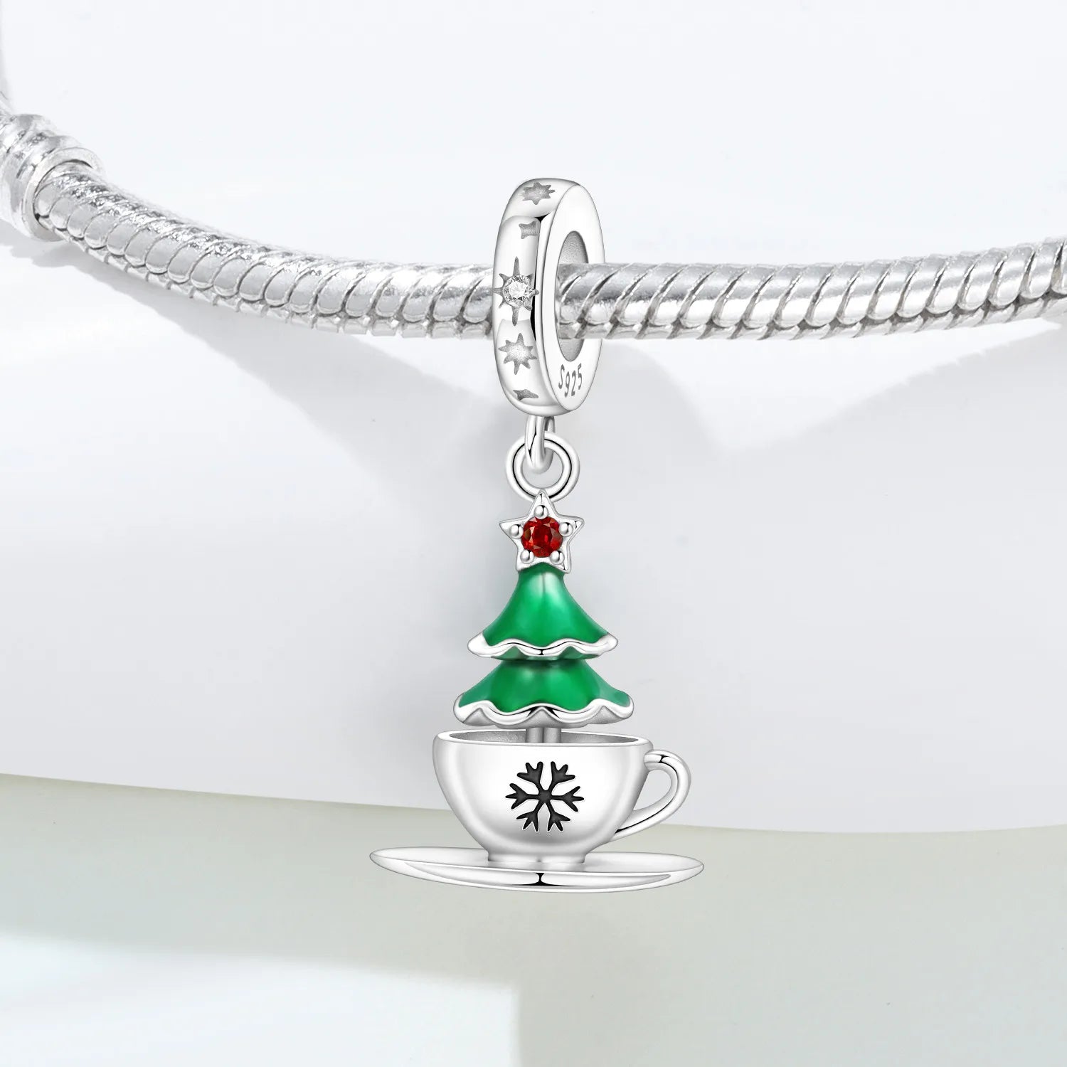 Orstarry 925 Sterling Silver Christmas Tree Coffee Charms | Fit Original Bracelet Women DIY Jewelry Gift