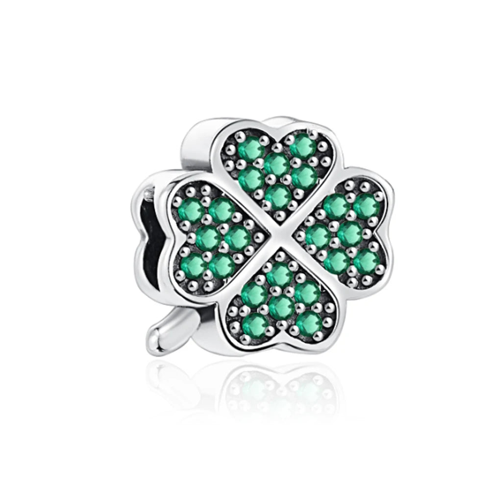 925 Sterling Silver Lucky Grass Leaf Charm | Fits Pandora Original Bracelet | 2024 Fine Bead Pendant | DIY Jewelry Gift