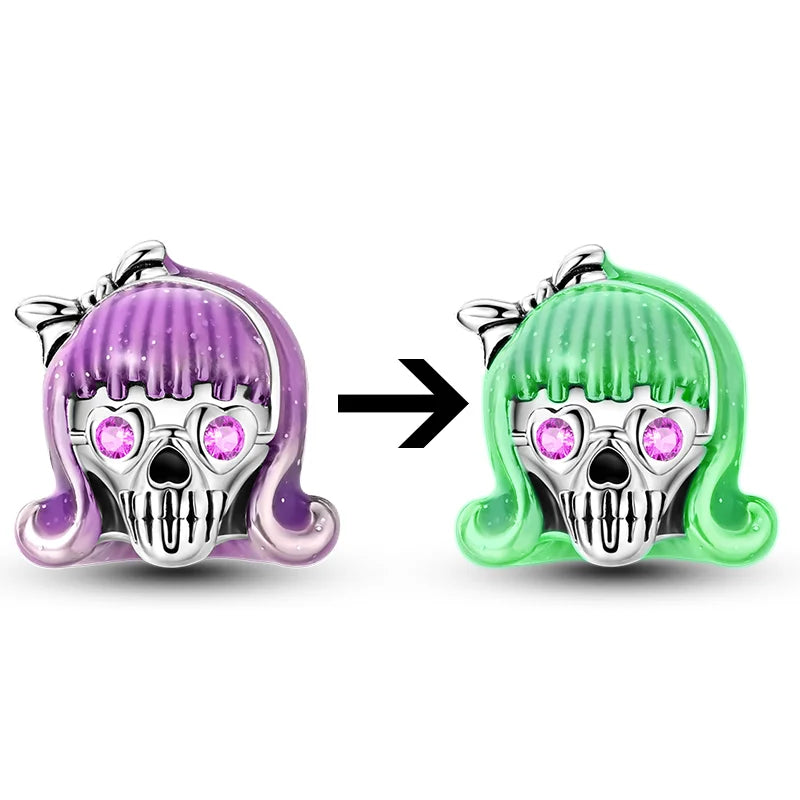 925 Sterling Silver Halloween Series Charms | Pumpkin, Witch, Skull & Candy Beads Fit Original Bracelet DIY Jewelry