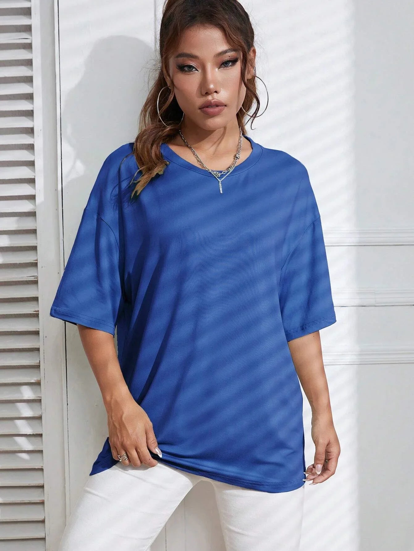 Solid Color Short Sleeve Women’s Fitness T-Shirt – Soft Cotton Breathable Loose Tee | Comfortable Basic Top