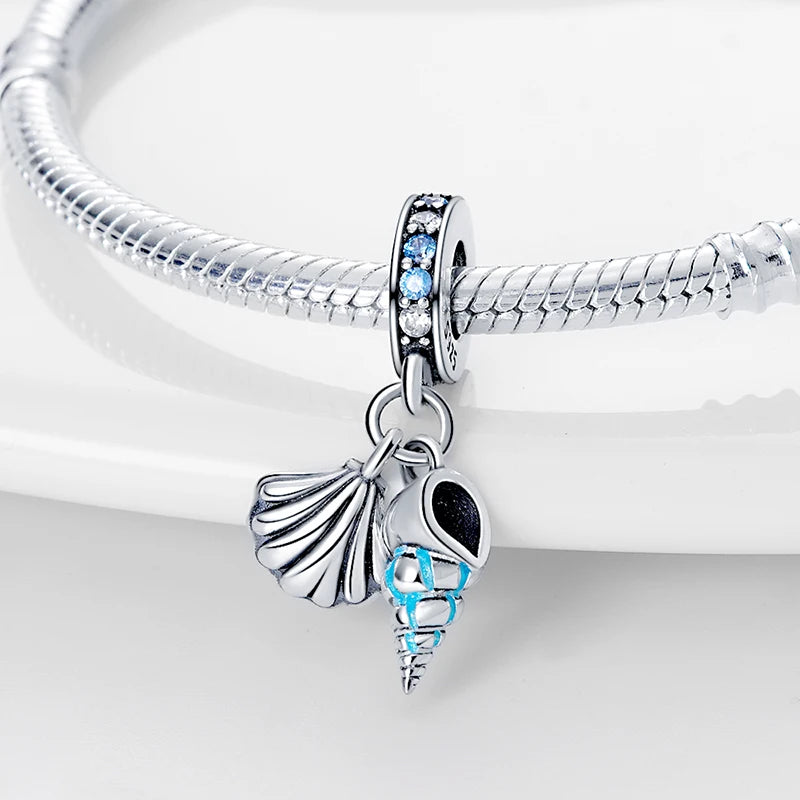 Blue Ocean Series 925 Sterling Silver Turtle Crab Mermaid Charms for 3mm Bracelet