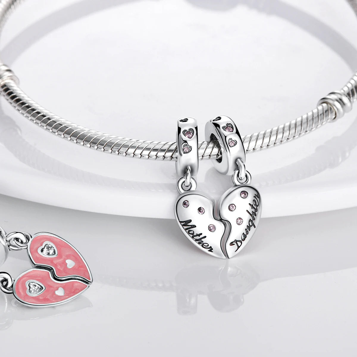 S925 Silver Heart Love Mom Infinity Charm | Dangle Bead Fit Bracelet Jewelry Mother’s Day Gift