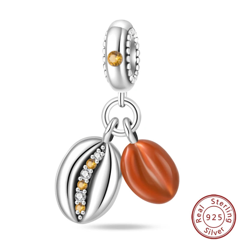 925 Sterling Silver Dessert Afternoon Tea Charm – Coffee, Cake, Pizza & Fries Beads Fit Original Pandora Bracelet DIY Jewelry