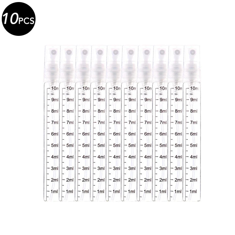 5/10PCS Mini Glass Perfume Bottles – 3ML / 5ML / 10ML Travel Toner & Cosmetic Dispenser | Tea-Colored Graduated Bottles