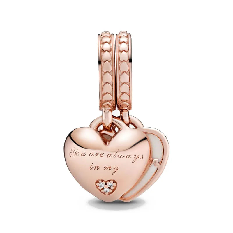 Hot Selling Rose Gold Firefly & Key Pendant Bead | 925 Sterling Silver Charm for Original European Bracelet