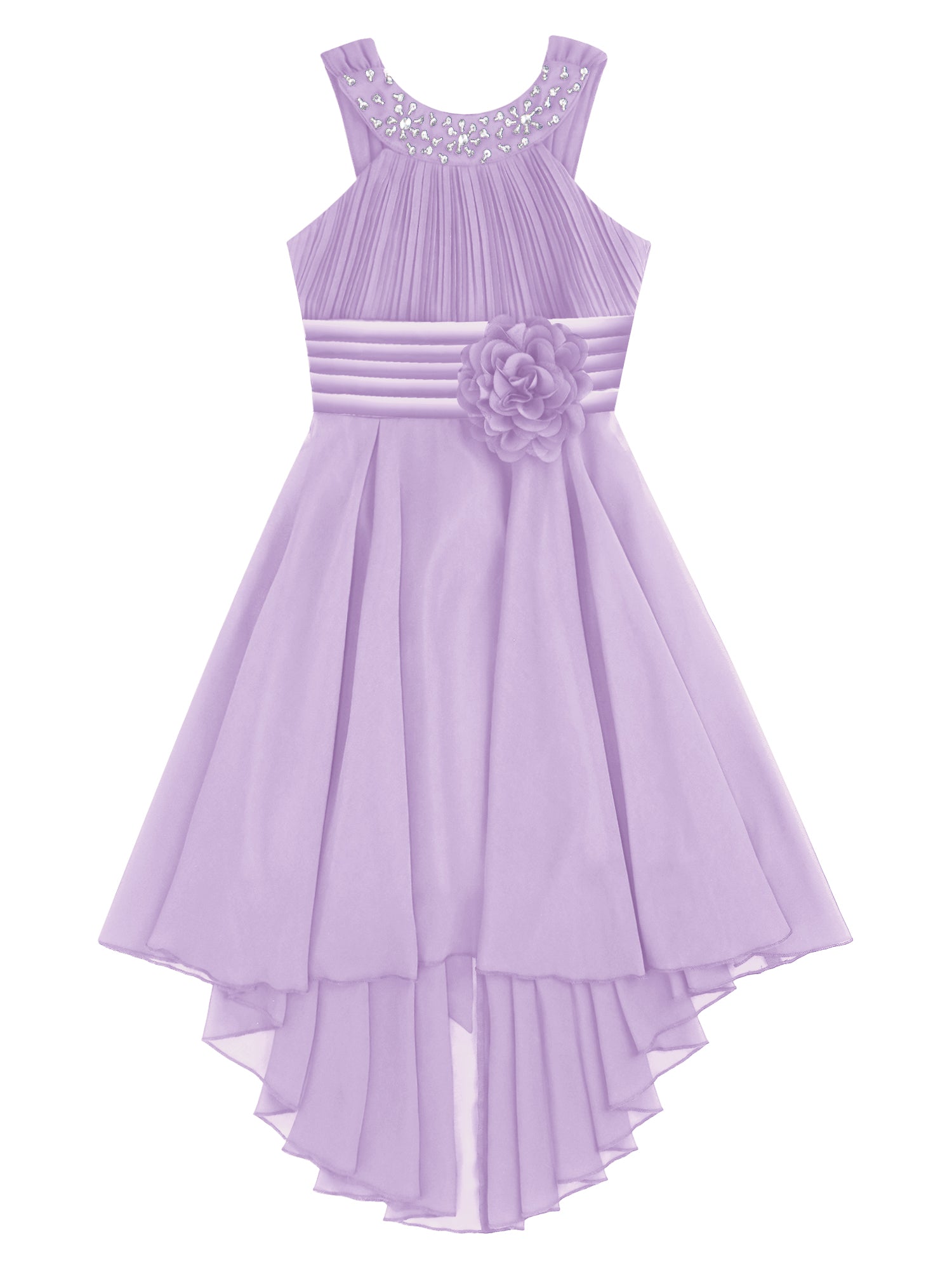 iEFiEL Summer Flower Girl Dress | High-Low Chiffon Princess Dress | Kids Wedding & Party Formal Occasion Gown