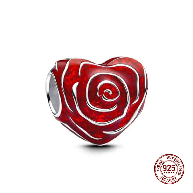 Original 925 Silver Colorful Heart Charm Beads | Fit 3mm Bracelets & Necklaces, Women’s DIY Fine Jewelry Gift