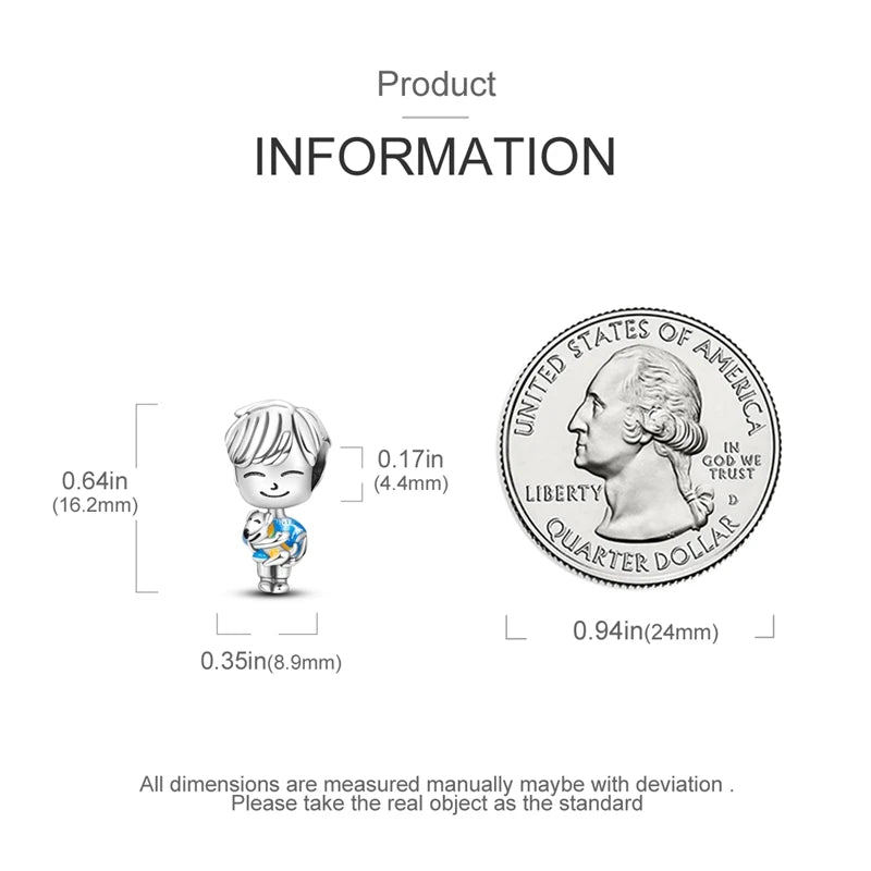 Original 925 Sterling Silver Girls Charms | Love Heart & Family Bead Pendant for Bracelets, Women’s Jewelry Gift