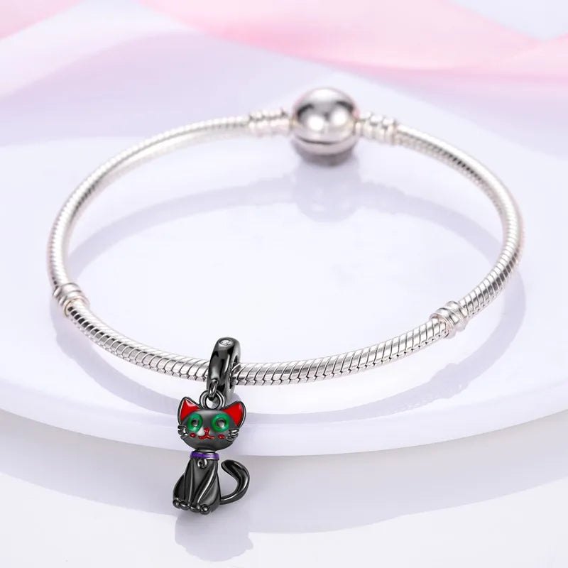 Cat Collection 925 Sterling Silver Charms Bead | Persian Bell & Multifarious Cat Dangle Fit Pandora Bracelet Necklace DIY Jewelry