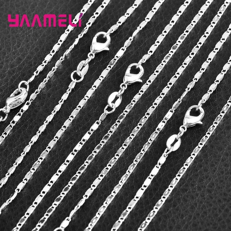 5PCS Authentic 925 Sterling Silver Chain Necklaces | Solid Silver Chains with Lobster Clasps for Men & Women 16–30 Inch